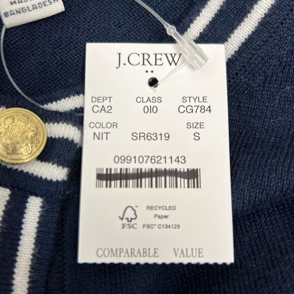 J. Crew Factory cg784 Navy Blue Contrast-trim Cardigan Sweater For Women size s - Picture 4 of 9